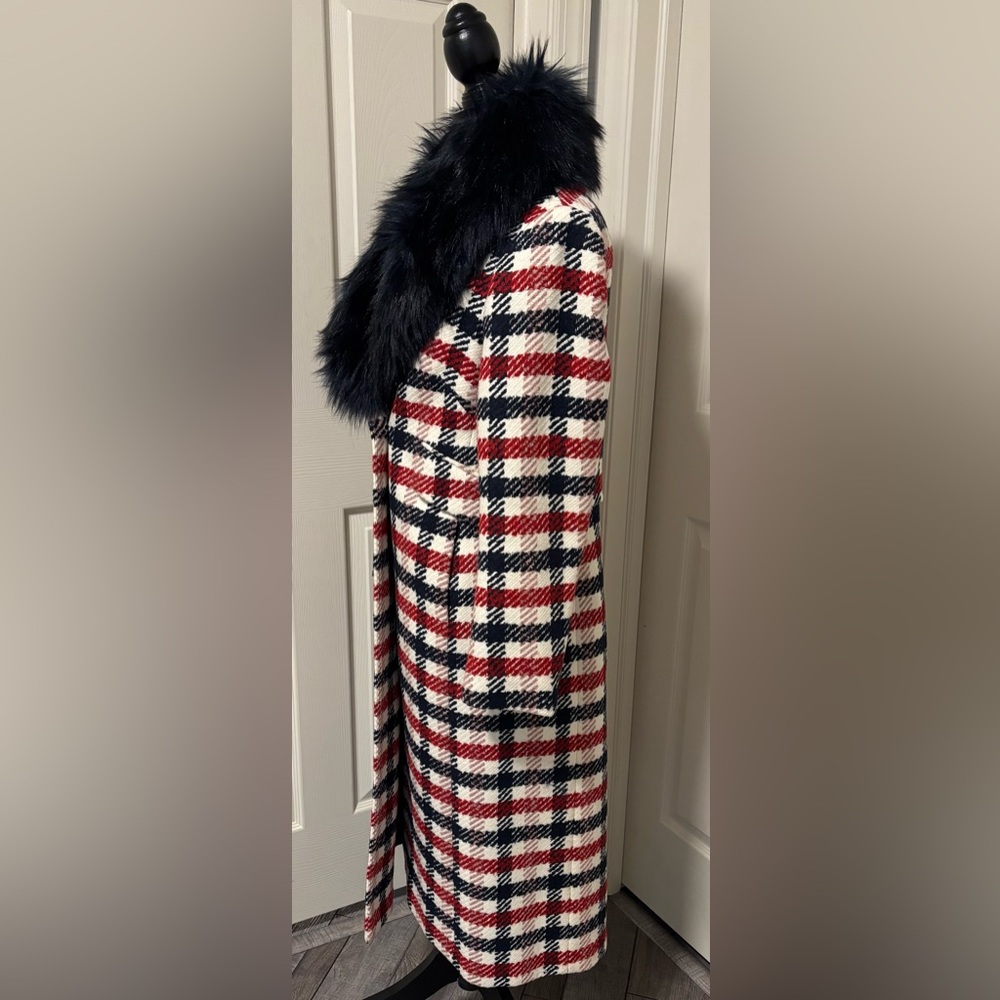 Boden Tweed Wool Blend Coat With Removable Faux Fur Collar - Picture 4 of 16